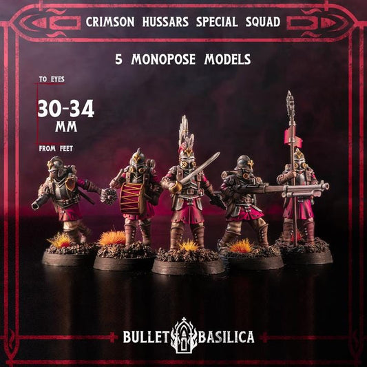 Grimdark Trench Proxy Miniature –Antioch Special Trooper Crimson Hussar Soldier Musican – Tabletop Figure