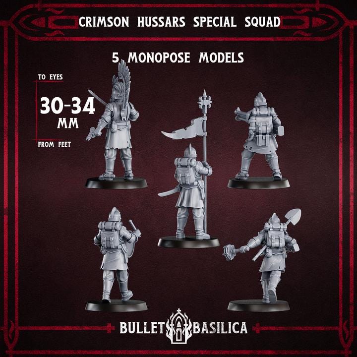 Grimdark Trench Proxy Miniature –Antioch Special Trooper Crimson Hussar Soldier Musican – Tabletop Figure