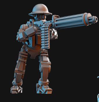 Weird War Infantry Squad – Automated Infantry HMG (5 Miniatures) – British Commonwealth - 28mm 32mm Sci-Fi WWII Tabletop Proxies