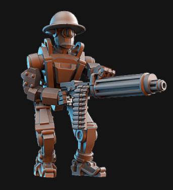 Weird War Infantry Squad – Automated Infantry HMG (5 Miniatures) – British Commonwealth - 28mm 32mm Sci-Fi WWII Tabletop Proxies