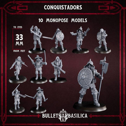 Grimdark Torquemada’s Inquisition Conquistadors Papal – Trench Warfare Miniatures – 32mm Resin Army – Swissguard Wargaming Proxy Set