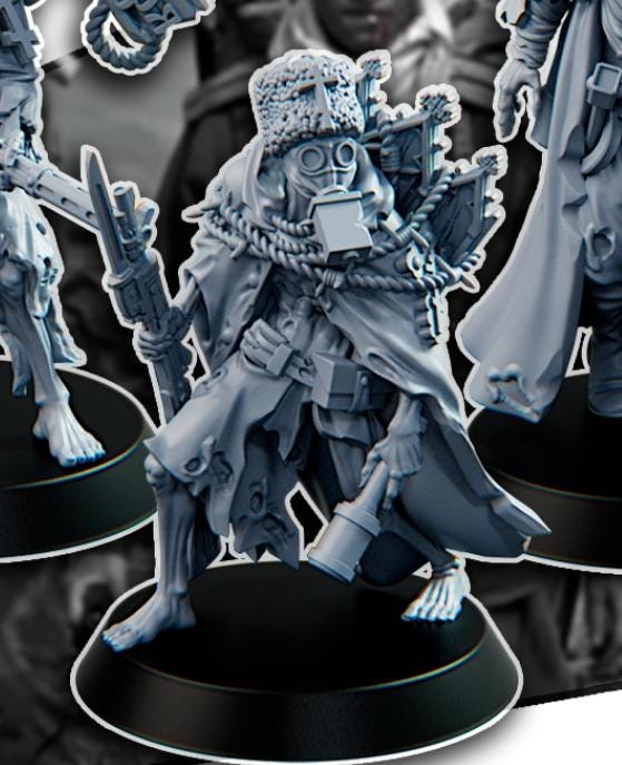 Grimdark Trench Warfare Proxy Miniatures – Ghostly Elite Trooper Set – Tabletop Figures