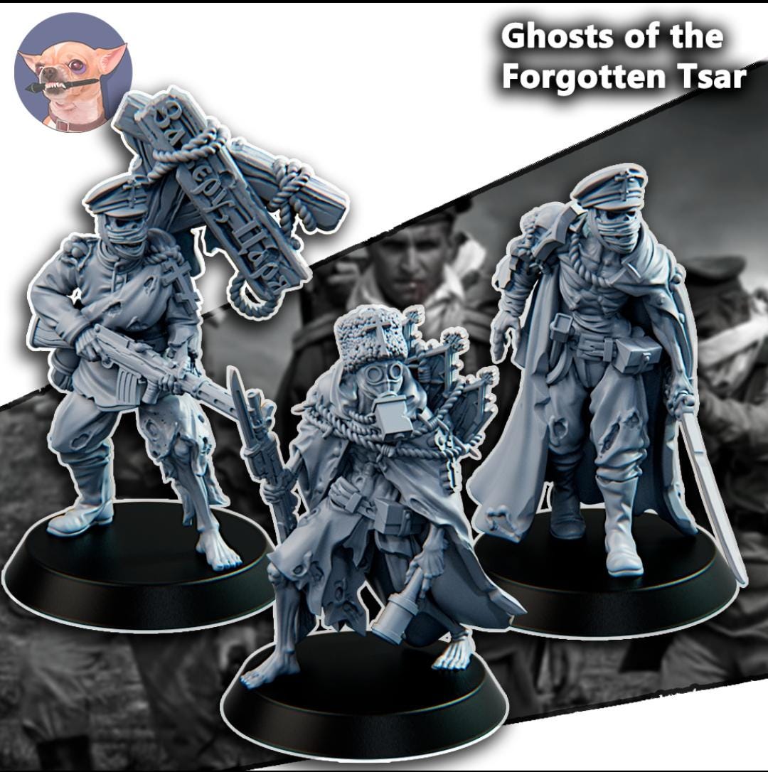Grimdark Trench Warfare Proxy Miniatures – Ghostly Elite Trooper Set – Tabletop Figures