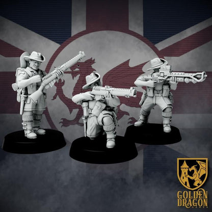 10 Miniatures Weird War Infantry Squad – Colonial Rifles Australien – British Commonwealth - 28mm 32mm Sci-Fi WWII Tabletop Proxies