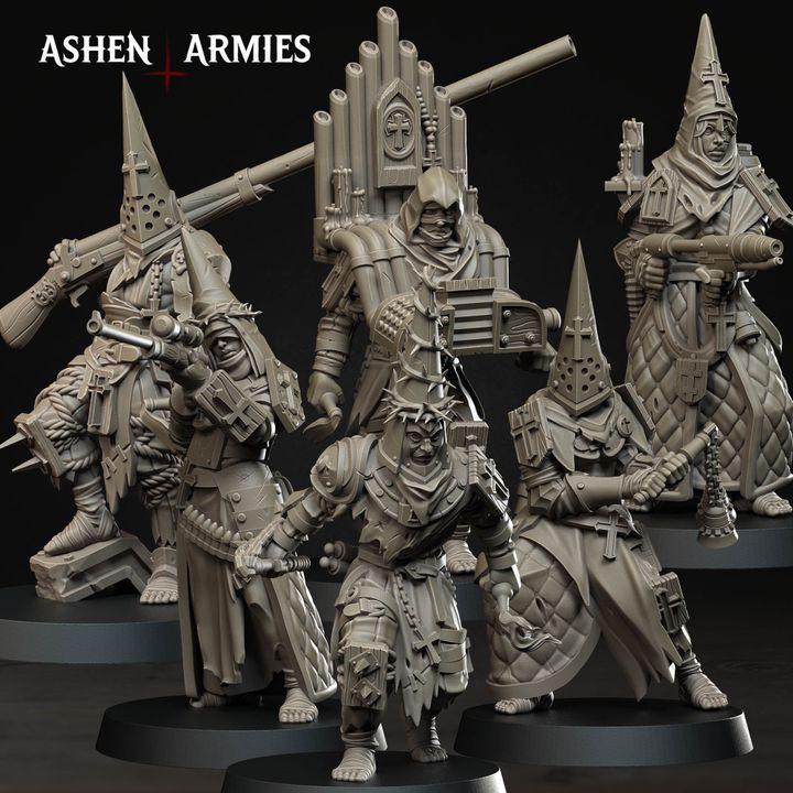 22 Minitures Grimdark Trench Warfare Proxy Miniatures – Pilgrims Expansion Set Ashen Armies