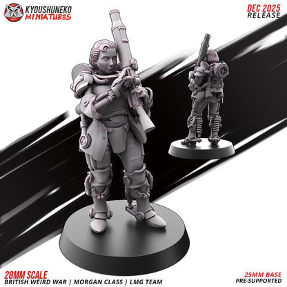 Weird War Infantry Squad – Infantry LMG (5 Miniatures) – British Commonwealth - 28mm 32mm Sci-Fi WWII Tabletop Proxies