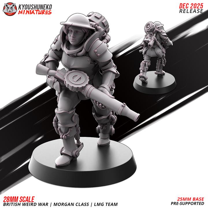 Weird War Infantry Squad – Infantry LMG (5 Miniatures) – British Commonwealth - 28mm 32mm Sci-Fi WWII Tabletop Proxies