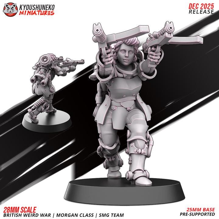 Weird War Infantry Squad – British Commonwealth- Infantry SMG (5 Miniatures) –  - 28mm 32mm Sci-Fi WWII Tabletop Proxies