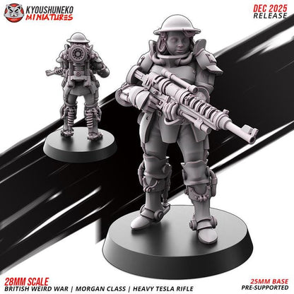 Weird War Infantry Squad – Infantry Tesla Rifle (5 Miniatures) – British Commonwealth - 28mm 32mm Sci-Fi WWII Tabletop Proxies