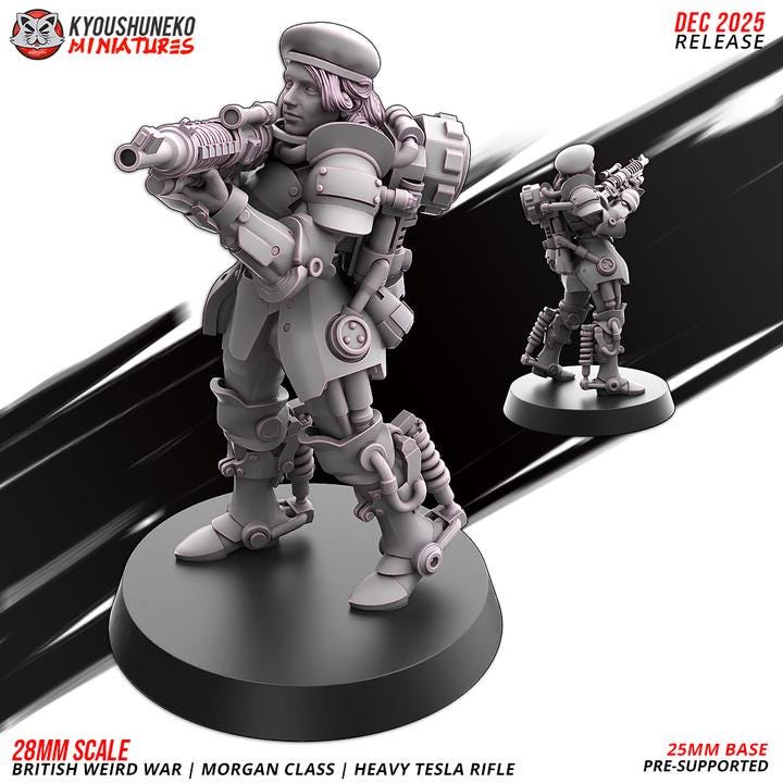 Weird War Infantry Squad – Infantry Tesla Rifle (5 Miniatures) – British Commonwealth - 28mm 32mm Sci-Fi WWII Tabletop Proxies