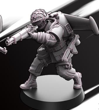 Weird War Infantry Squad – USA Jet Pack Rifleman (6 Miniatures) – 28mm 32mm WW2 Konflikt 47 / Bolt Action Compatibel