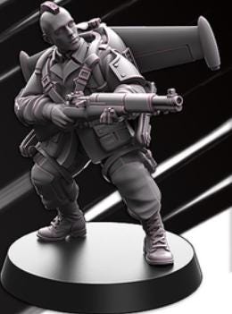 Weird War Infantry Squad – USA Jet Pack Rifleman (6 Miniatures) – 28mm 32mm WW2 Konflikt 47 / Bolt Action Compatibel