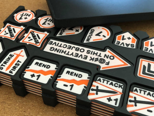 Tabletop Wargame Tokens Set with Storage Box (AoS) – Hit Wound Status Markers for Games – Objective Markers for Sci-Fi Fantasy Wargaming