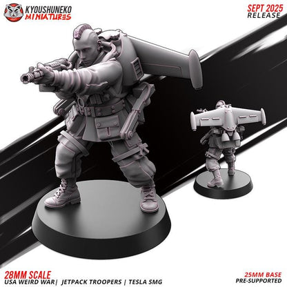 Weird War Infantry Squad – USA Jet Pack SMG (5 Miniatures) – 28mm 32mm WW2 Konflikt 47 / Bolt Action Compatibel