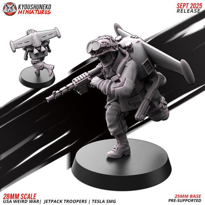 Weird War Infantry Squad – USA Jet Pack SMG (5 Miniatures) – 28mm 32mm WW2 Konflikt 47 / Bolt Action Compatibel