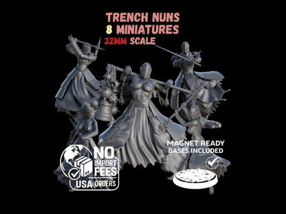 Grimdark Trench Warfare Pilgrim Witch Nuns Ultimate Set – 32mm Resin Proxy Miniatures Warband(USA PDDP Paid)