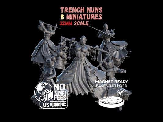 Grimdark Trench Warfare Pilgrim Witch Nuns Ultimate Set – 32mm Resin Proxy Miniatures Warband(USA PDDP Paid)