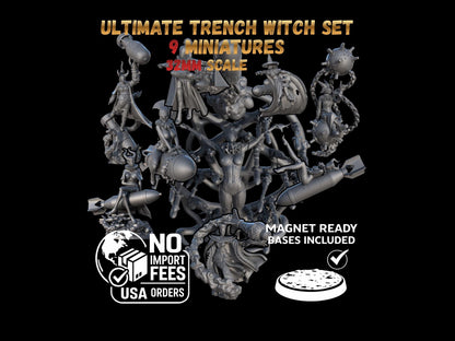 Grimdark Trench Warfare Witch Ultimate Set Artillery – 32mm Resin Proxy Miniatures Warband(USA PDDP Paid)
