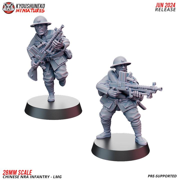 21 Minatures Weird War Bundle – Chinese Infantry Platoon  – HMG,Flamethrower,SMG,Melee 28mm 32mm WWII Tabletop Army Konflikt 47 Kompatibel