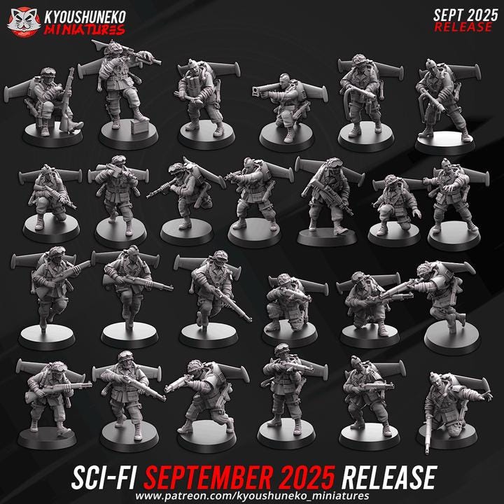 25 Miniatures Weird War Infantry Platoon – USMC Jet Pack – 28mm 32mm WW2 Konflikt 47 / Bolt Action Compatibel
