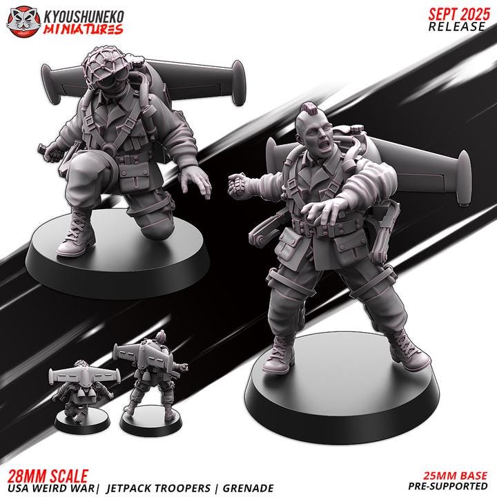 25 Miniatures Weird War Infantry Platoon – USMC Jet Pack – 28mm 32mm WW2 Konflikt 47 / Bolt Action Compatibel