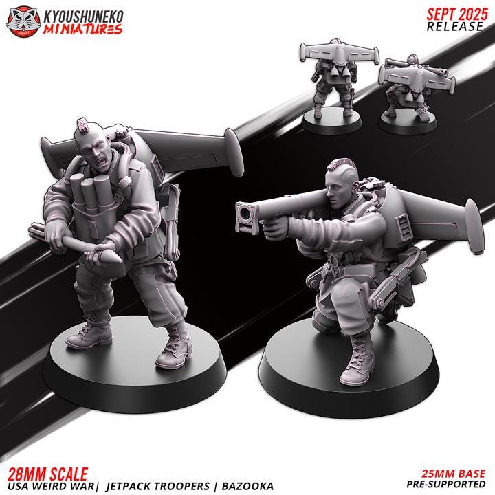 25 Miniatures Weird War Infantry Platoon – USMC Jet Pack – 28mm 32mm WW2 Konflikt 47 / Bolt Action Compatibel