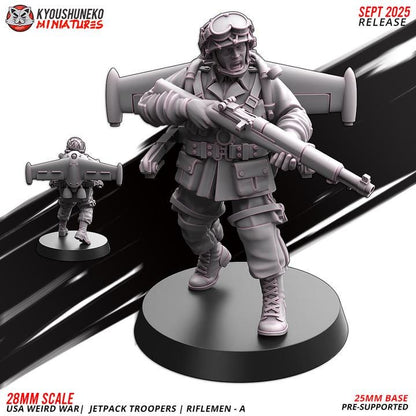 25 Miniatures Weird War Infantry Platoon – USMC Jet Pack – 28mm 32mm WW2 Konflikt 47 / Bolt Action Compatibel