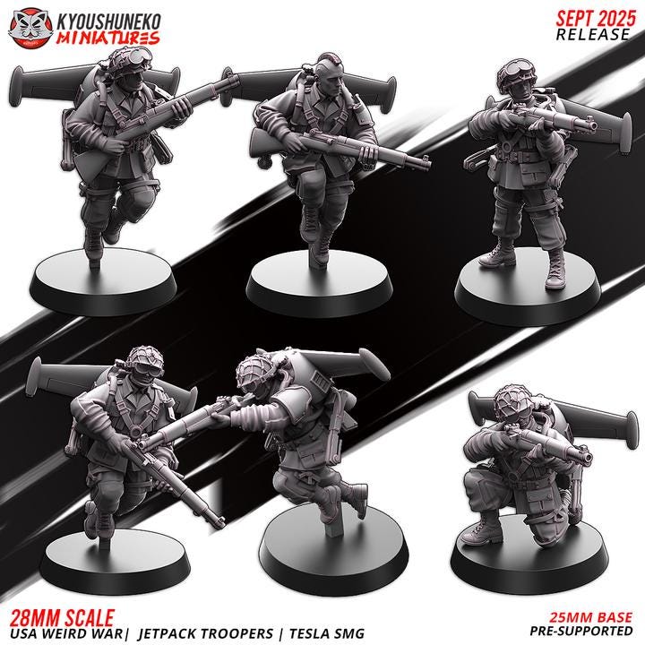 25 Miniatures Weird War Infantry Platoon – USMC Jet Pack – 28mm 32mm WW2 Konflikt 47 / Bolt Action Compatibel