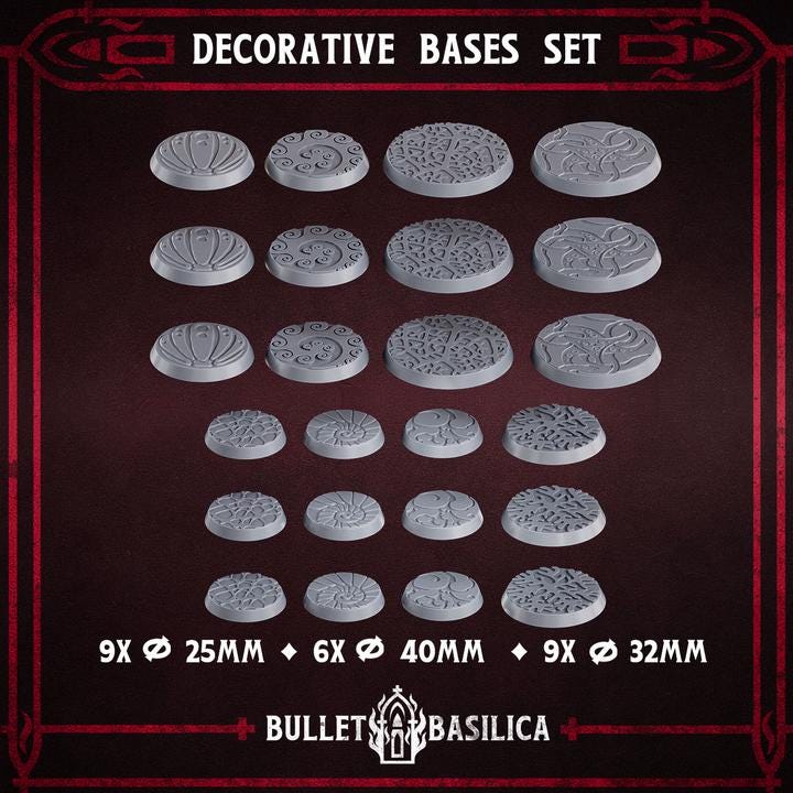 Decor Miniature Bases A – Tabletop Wargaming Bases Magnet Ready – Resin High Detail Print for Army Miniatures