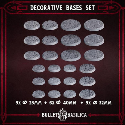 Decor Miniature Bases A – Tabletop Wargaming Bases Magnet Ready – Resin High Detail Print for Army Miniatures