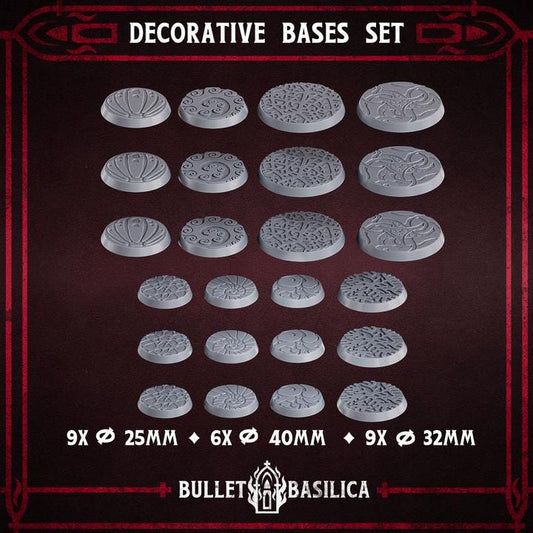 Decor Miniature Bases A – Tabletop Wargaming Bases Magnet Ready – Resin High Detail Print for Army Miniatures
