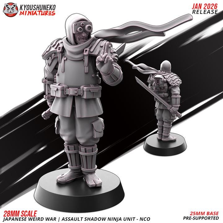 19 Minatures Weird War Bundle – Japan Shadow Infantry Platoon  – Sniper,Melee,SMG,Rifle 28mm 32mm WWII Tabletop Army Konflikt 47 Kompatibel
