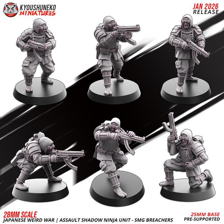 19 Minatures Weird War Bundle – Japan Shadow Infantry Platoon  – Sniper,Melee,SMG,Rifle 28mm 32mm WWII Tabletop Army Konflikt 47 Kompatibel