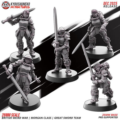 28 Minatures Weird War Infantry – British Commonwealth Army Set Tank, Melee,Tesla,SMG,Rifle 28mm 32mm Sci-Fi WWII compatible Konflikt 47
