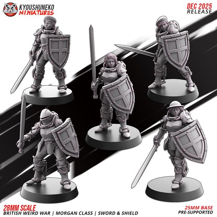 28 Minatures Weird War Infantry – British Commonwealth Army Set Tank, Melee,Tesla,SMG,Rifle 28mm 32mm Sci-Fi WWII compatible Konflikt 47