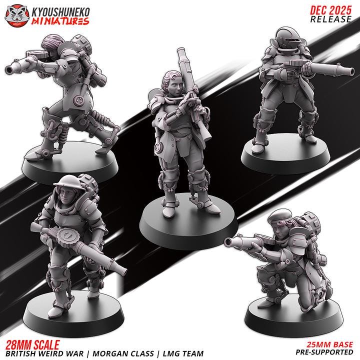 28 Minatures Weird War Infantry – British Commonwealth Army Set Tank, Melee,Tesla,SMG,Rifle 28mm 32mm Sci-Fi WWII compatible Konflikt 47