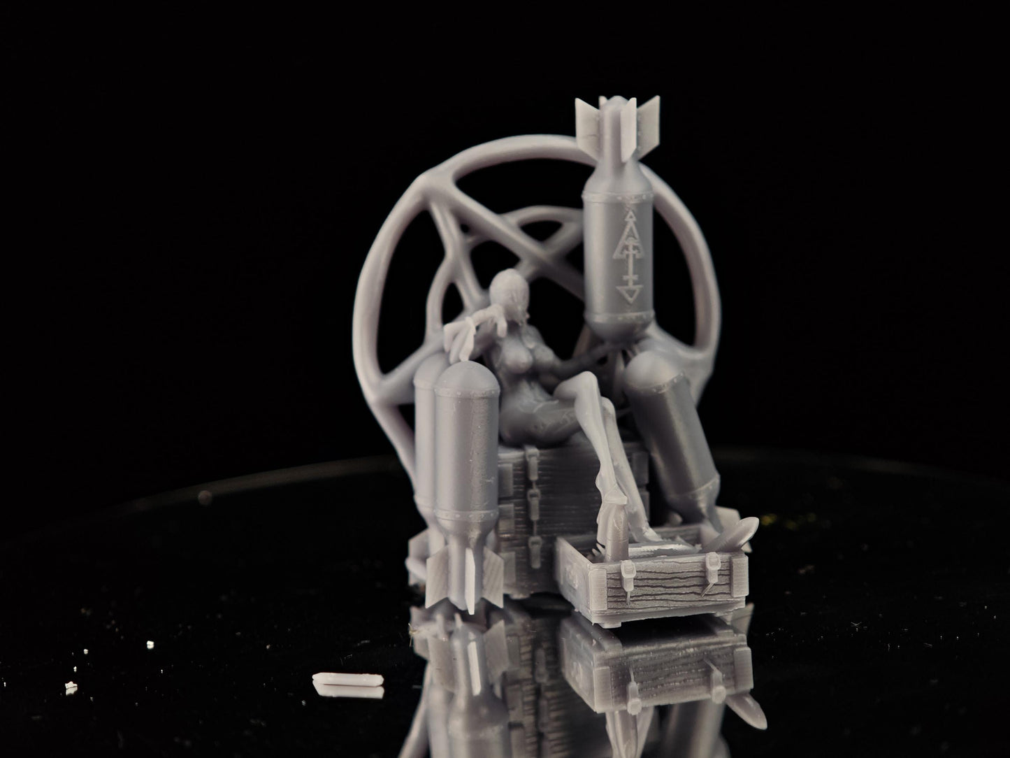 Grimdark Trench Warfare Proxy Miniatures – Artillery Queen on Throne Witch