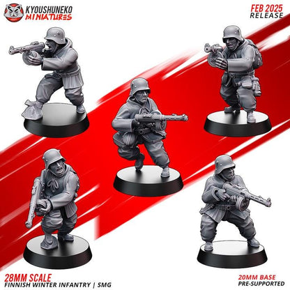 Weird War Infantry Platoon – Complete Set Finnish A (22 Miniatures) – 28mm 32mm WW2 - Tabletop Wargame Konflikt 47 / Bolt Action Proxy