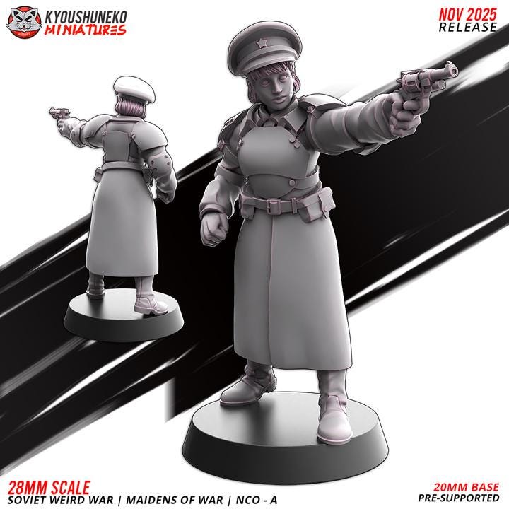 Weird War Infantry Squad – Commando Officer Soviet (3 Miniatures) – 28mm 32mm WW2 - Tabletop Wargame Konflikt 47 / Bolt Action Proxy