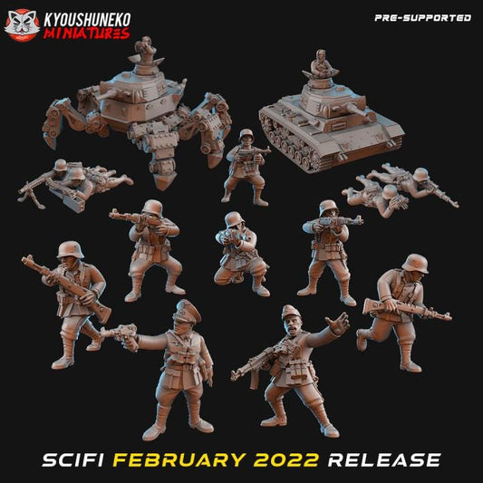 Weird War Infantry Tank – Army Set B (12 Miniatures) – 28mm 32mm WW2 - Tabletop Wargame Konflikt 47 / Bolt Action Proxy
