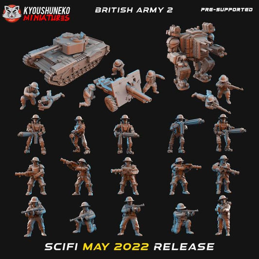 Weird War Infantry Tank – Army Set A British (25 Miniatures) – Walker,Automata,Tank 28mm 32mm WW2 - Wargame Konflikt 47 / Bolt Action Proxy