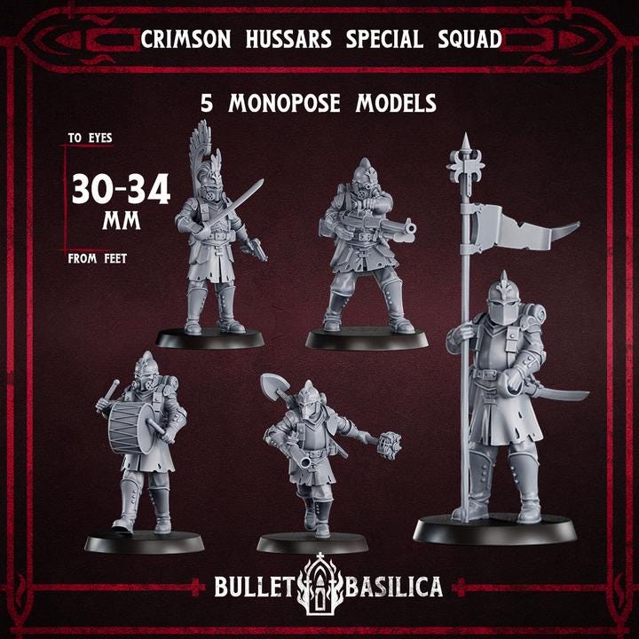 Grimdark Trench Proxy Miniature –Antioch Special Trooper Crimson Hussar Soldier Musican – Tabletop Figure