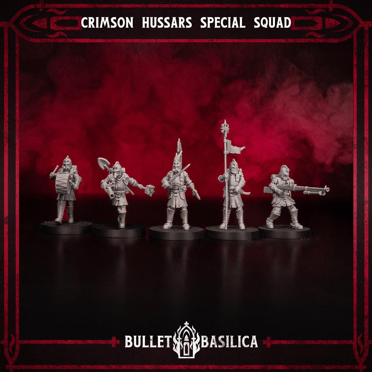 Grimdark Trench Proxy Miniature –Antioch Special Trooper Crimson Hussar Soldier Musican – Tabletop Figure