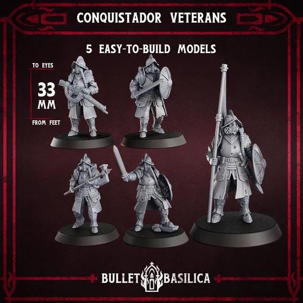 Grimdark Trench Warfare Proxy Miniatures – Torquemadas Inquisition Complete Set (41 Miniatures) – 32mm Resin Warband