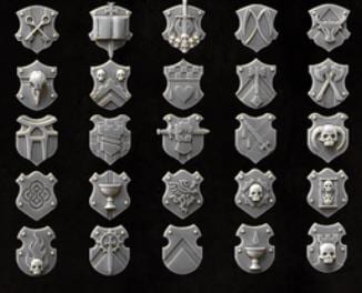 117 Parts Grimdark Trench Warfare Bit Set Heretic Heraldic Shields –  Bit Pack Set Proxy Miniatures for Tabletop Wargaming Fantasy Knights