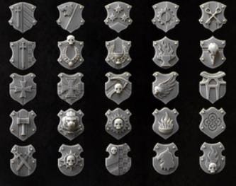 117 Parts Grimdark Trench Warfare Bit Set Heretic Heraldic Shields –  Bit Pack Set Proxy Miniatures for Tabletop Wargaming Fantasy Knights