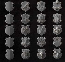 117 Parts Grimdark Trench Warfare Bit Set Heretic Heraldic Shields –  Bit Pack Set Proxy Miniatures for Tabletop Wargaming Fantasy Knights