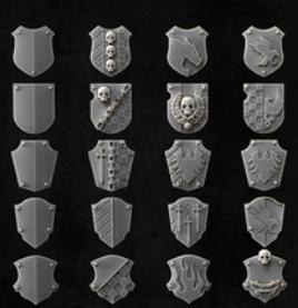 117 Parts Grimdark Trench Warfare Bit Set Heretic Heraldic Shields –  Bit Pack Set Proxy Miniatures for Tabletop Wargaming Fantasy Knights