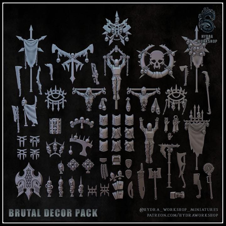 115 Parts Grimdark Trench Warfare Bit Set Heretic Brutal –  Bit Pack Set Proxy Miniatures for Tabletop Wargaming