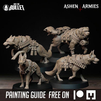 Grimdark Trench Warfare Dog Pack A –  4 Models Proxy Miniatures for Tabletop Wargaming